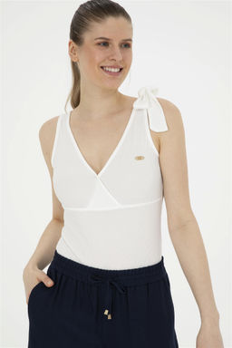 Женская белая футболка с v-образным вырезом Неожиданная скидка в корзине - U.s. polo assn фото 3