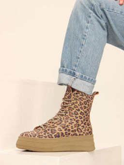 Ботинки 215.warmbr.Коричневый леопард/мех