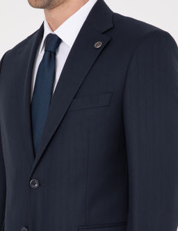 Lacivert Slim Fit _izgili Tak_m Elbise