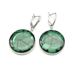 Серьги "Мозаика" из малахита 25мм.