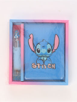 Блокнот пушистый и ручка многоцветная «Стич», голубой