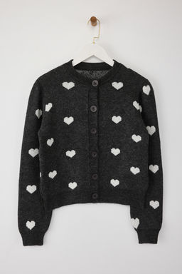 Antrasit Genis Kal?p Kalp Desenli Yumusak Dokulu Triko H?rka TWOAW26HI00033 - Trendyolmilla фото 5