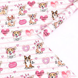 Цена за 2 шт. Бумага упаковочная глянцевая Корги, 70?100 см,1 лист