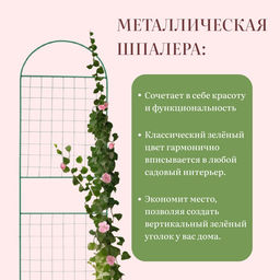 Шпалера, 187×50×1 см, металл, зелёная, «Сетка комбинированная»