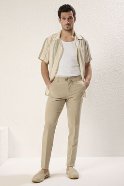 TRENDYOL MAN Siyah Slim Fit Beli Baglama Detayl? Lastikli Kumas Dokuma Pantolon TMNAW25PL00027 - Trendyolmilla фото 2