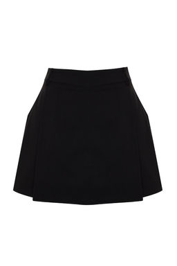 Siyah Premium Kalite Pileli Dokuma Sort Etek TWOAW24SR00034
