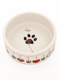 Миска керамическая Любовь и кошки 300 мл, 11.55 см, бело-малиновая - Пижон фото 3