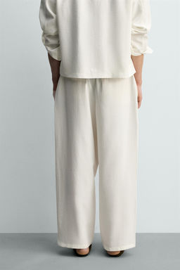 PANTAL?N FLUIDO PLIEGUES / Blanco roto - Zara фото 3