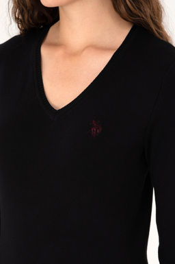Kad_n Siyah V Yaka Basic Kazak Sepette S_rpriz _ndirim - U.s. polo assn фото 7
