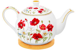 Чайник 1,1 л 23*13,5*14,5 см Маки на бамбуковой подставке, NEW BONE CHINA - Elan gallery фото 4
