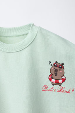 SUDADERA ESTAMPADA CAPIBARA CAPYFUN  / Verde claro - Zara фото 5