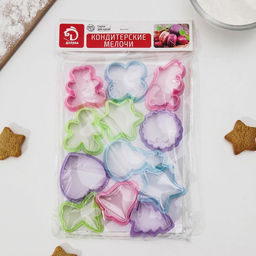 Формы для печенья новогодние Доляна Праздник, набор 12 шт., пластик, МИКС