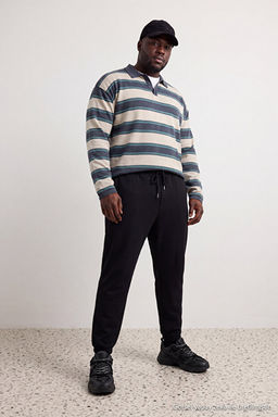 Siyah B_y_k Beden Regular/Normal Kesim Lastik Pa_a Jogger Polarl_ E_ofman Alt_ TMNAW24AJ00002