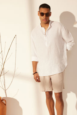 TRENDYOL MAN Kahverengi Regular Limited Edition %100 Keten Gomlek TMNSS24GO00057 - Trendyolmilla фото 2