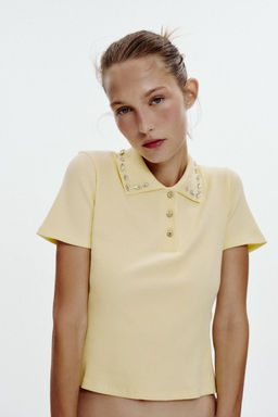 JEWEL COLLAR RIBBED POLO SHIRT - Zara фото 2