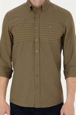 Мужская рубашка цвета хаки с длинным рукавом - U.s. polo assn фото 13