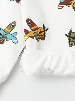 Bisiklet Yaka Bask?l? Erkek Bebek Sweatshirt ve Pantolon 2li Tak?m - Waikiki фото 3