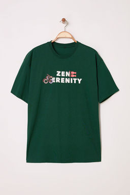 TRENDYOL MAN Siyah Oversize/Genis Kesim Bask?l? Kal?n %100 Pamuk Tok Kumas T-shirt TMNSS25TS00022 - Trendyolmilla фото 5