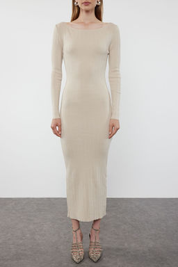 TRENDYOLMILLA Siyah Duz Maxi Triko Premium Iplik/Ozel Iplik Elbise TWOAW25EL00052  фото 3