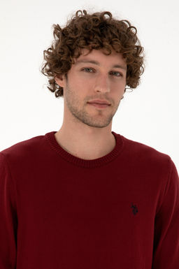 Erkek Slim Fit Bisiklet Yaka Bordo Basic Kazak - U.s. polo assn фото 2