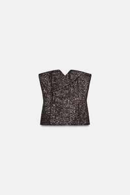 ZW COLLECTION LIMITED EDITION SEQUIN BUSTIER TOP - Zara фото 5