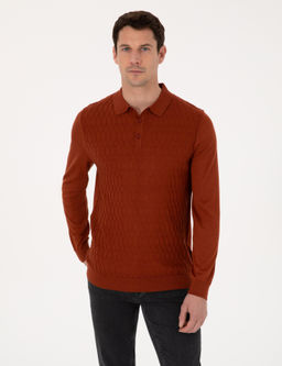 Karamel Slim Fit Y_n Kar___ml_ Polo Yaka Triko Kazak