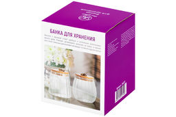 Банка стеклянная 650 мл 10*10*13 см с деревянной крышкой с силиконовым уплотнителем