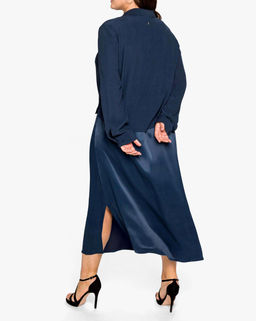 Сатиновое платье и блузка, синие - Sheego фото 4