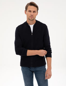 Lacivert Slim Fit Fermuarl_ Triko H_rka