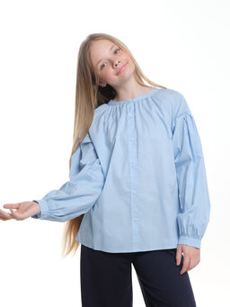 Нарядная блузка в школу UD 7980 голубой - Mini maxi фото 5