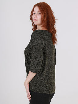 Люрексовая блузка золотая больших размеров - Almond фото 2