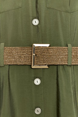 VESTIDO MIDI CAMISERO CINTUR?N / Khaki - Zara фото 10