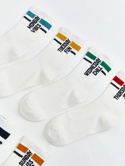 Bask?l? Erkek ?ocuk Soket ?orap 7li