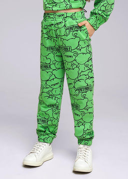 Брюки дев. (ЧЗ) св.зелен/черный 846451/71ун - Clever wear фото 2