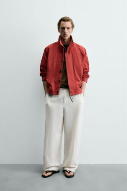 CAZADORA RELAXED FIT ALGOD?N / Rojo
