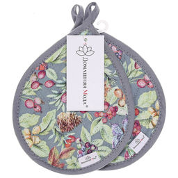 Marcella Кухонный комплект: прихватка 20х18см Капелька - 2шт, хлопок Премиум 191г/м2 - хлопок 100%, наполнитель - ватин 280гр/м2, Домашняя мода (Россия)