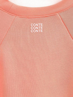 CONTE Футболка из футера со спущенной линией плеч и акцентными швами LD 2587 sugar coral