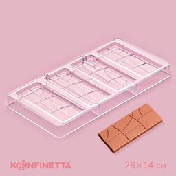 Форма для шоколада KONFINETTA Плитка, 28?14 см, 4 ячейки 11.7?4.8?0.7 см, прозрачная