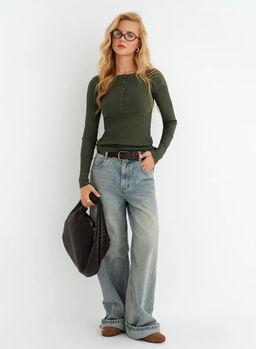 K13380 Лонгслив хлопок ХАКИ