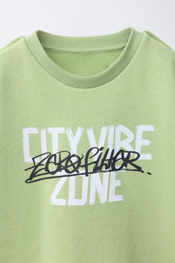 SUDADERA MANGA CORTA GRAFFITI / verde lavado - Zara фото 3