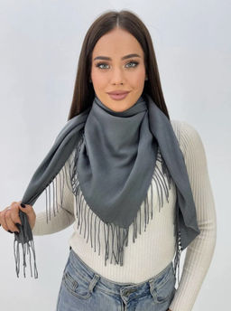 K13582 Палантин 100/100 хлопок ГРАФИТ