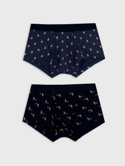 Трусы мужские боксеры мультипак (2 шт.) в черном и синем цвете с птичками птицы на черном +орнамент на морском 411188-2 - Mark formelle фото 5
