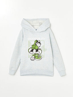 Kap??onlu Bask?l? Erkek ?ocuk Sweatshirt
