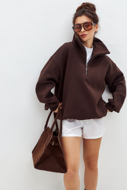 Толстовка женская из футера начес Комфорт шоколад макси