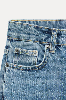 ZW COLLECTION MID-RISE JEANS WITH RHINESTONES - Zara фото 7