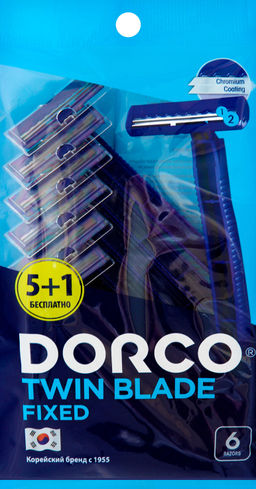 DORCO TD-708 однораз.станок 5шт., фиксир.головка с 2 лезвиями (Ю.Корея)