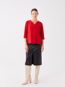 Kad?n Ka??k Yaka D?z Bluz