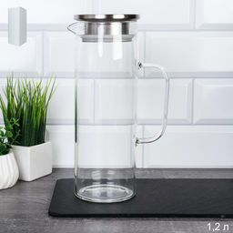 Цена за 1 шт. Кувшин 1200 мл / LCWJ6902 /уп 40/Металлическая крышка - ГалеонТрейд фото 4