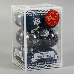 Ёлочные игрушки Зимняя музыка, шары новогодние, набор d=6 см, 12 шт., узор, синий - Зимнее волшебство фото 4