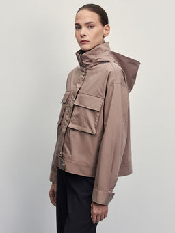 Куртка с накладными карманами и капюшоном / Zarina  фото 5